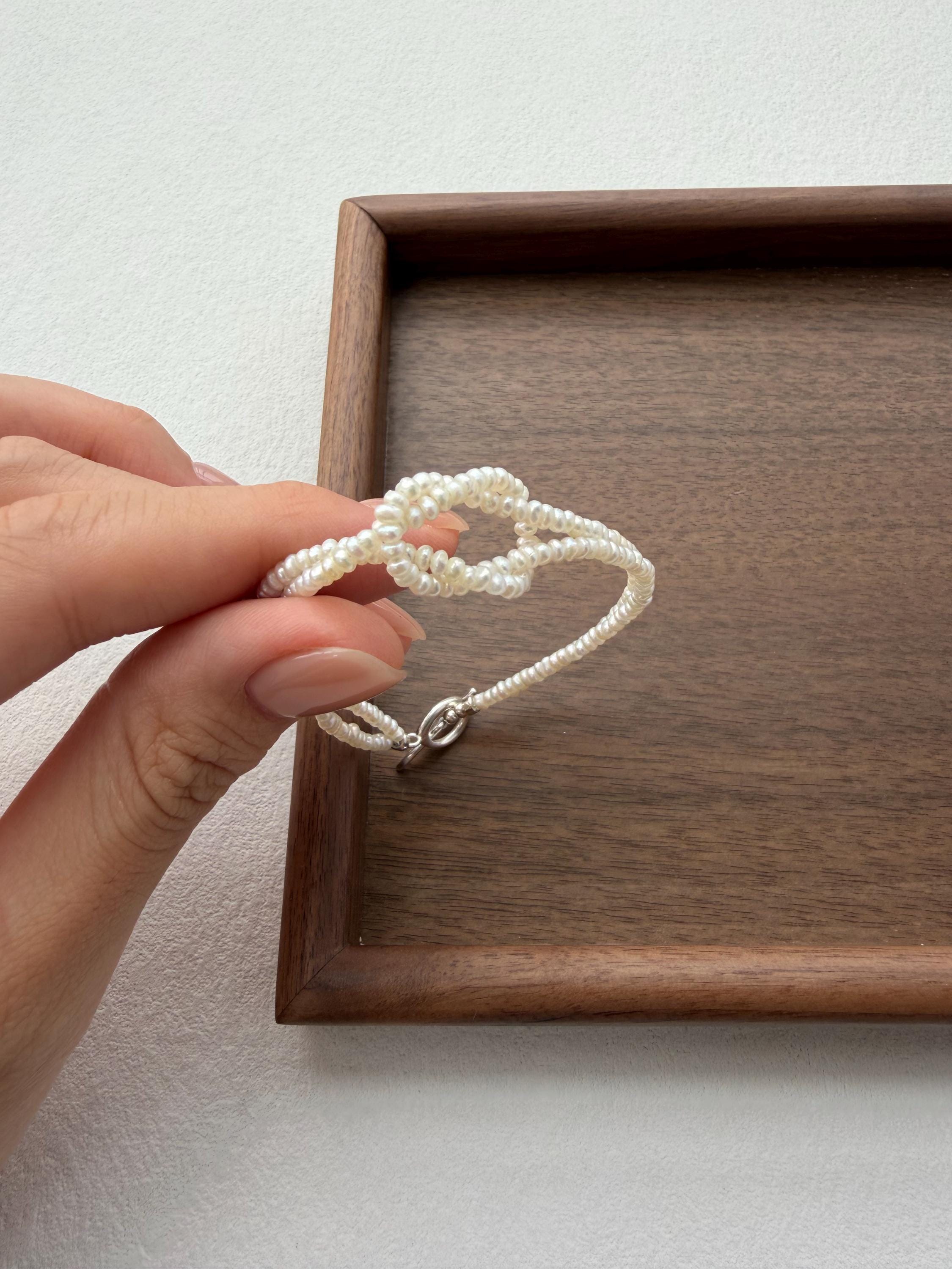Delicate Freshwater Pearl Bracelet, Infinity Knot Beaded Jewelry, Elegant