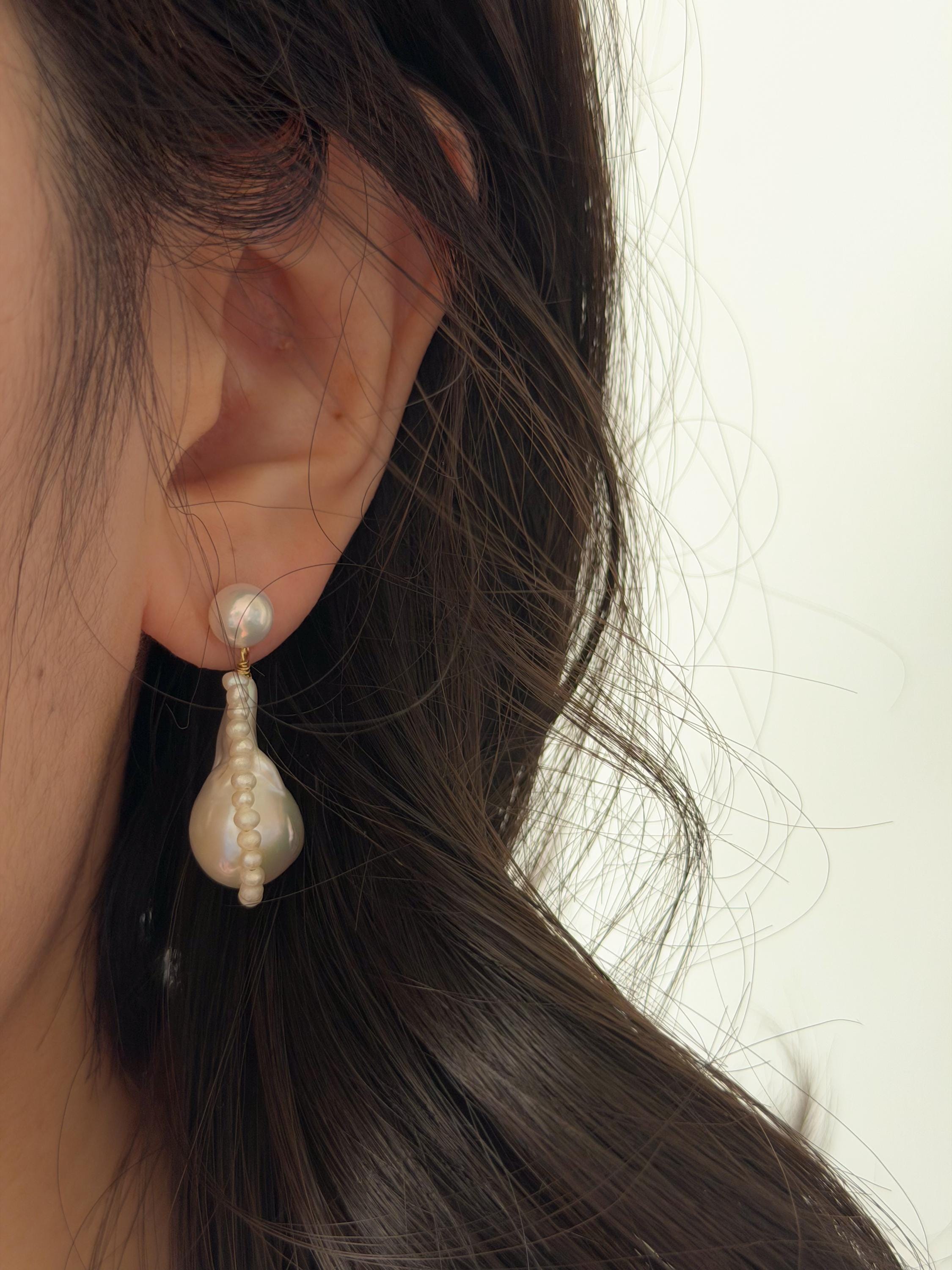Baroque Pearl Drop Earrings: Sculptural Statement