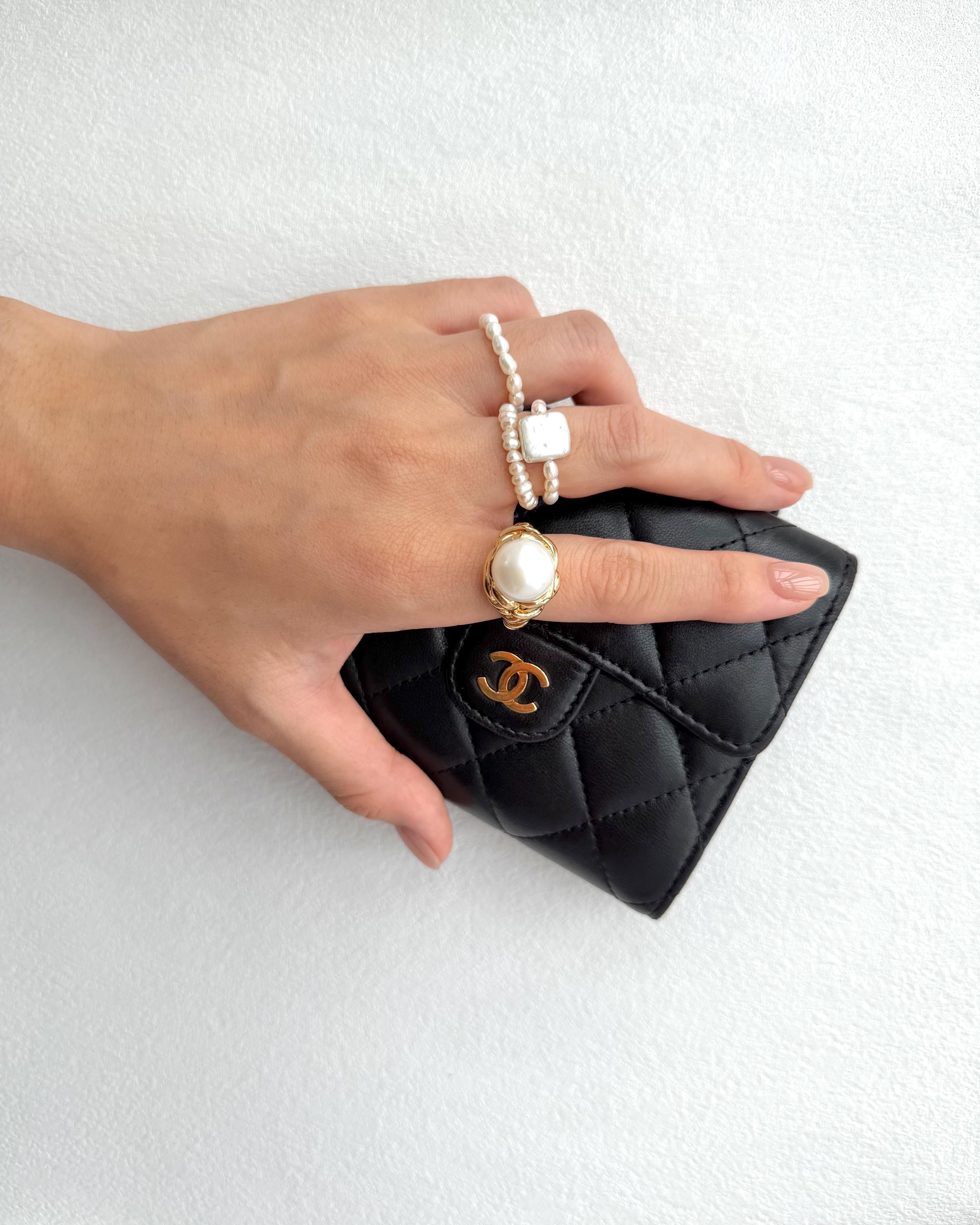 Statement Freshwater Pearl Ring, 18k Gold Plated, Baroque Pearl Jewelry, Adjustable Fit