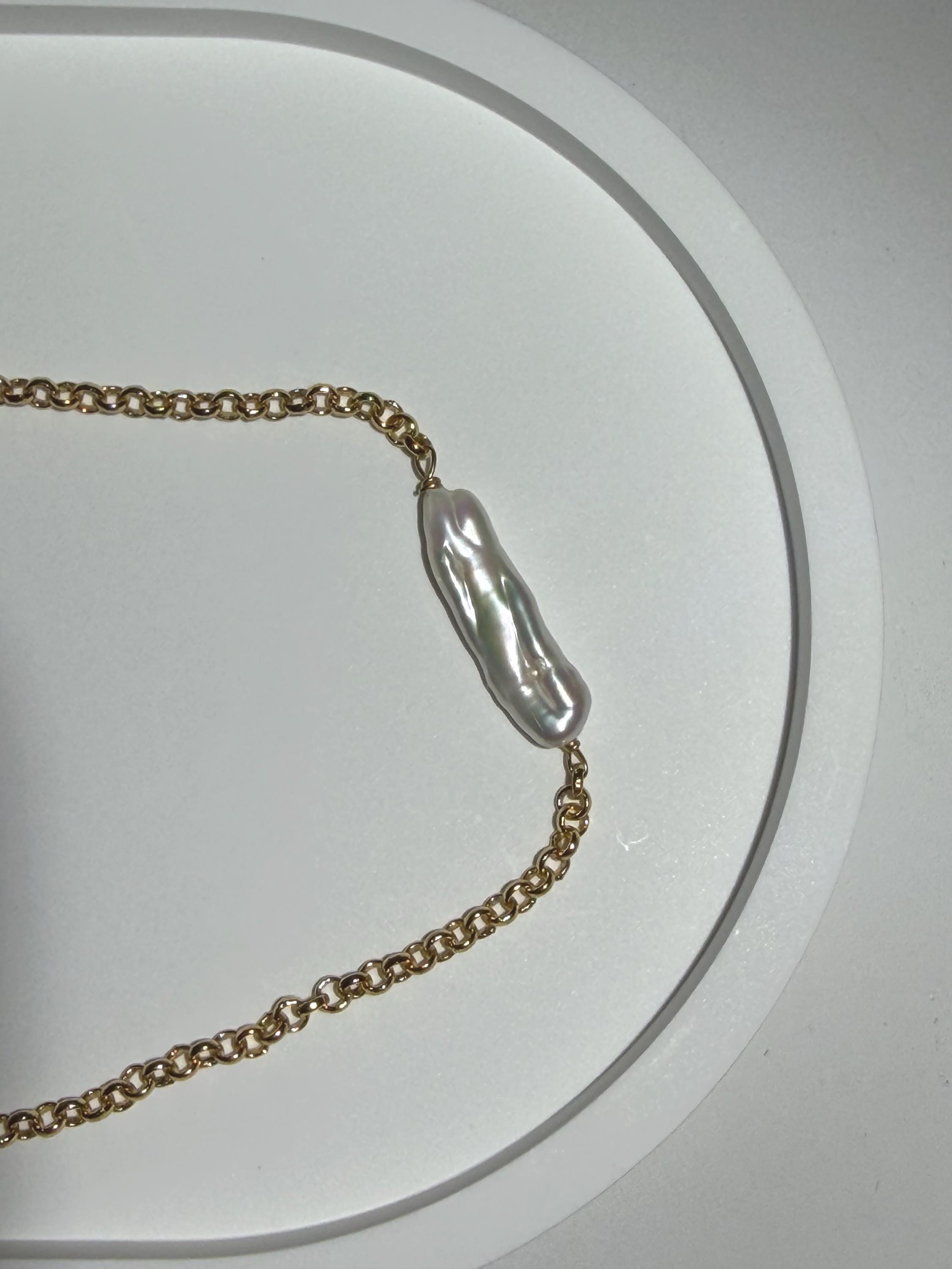 Baroque Keshi Pearl Bracelet, Gold Plated Chain, Minimalist