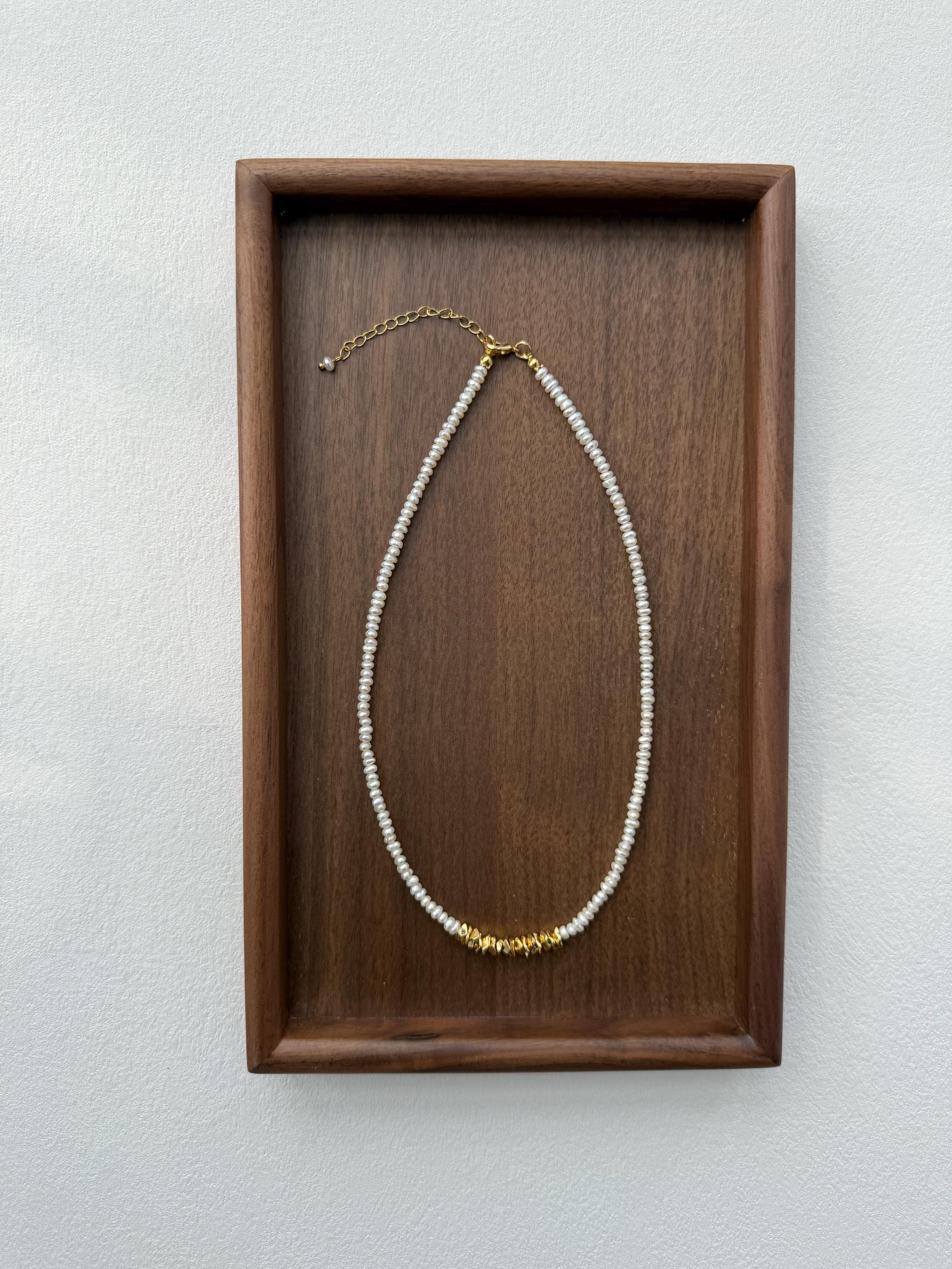 Baroque Freshwater Pearl Necklace, Gold-Toned Centerpiece, Elegant Minimalist Chain Jewelry