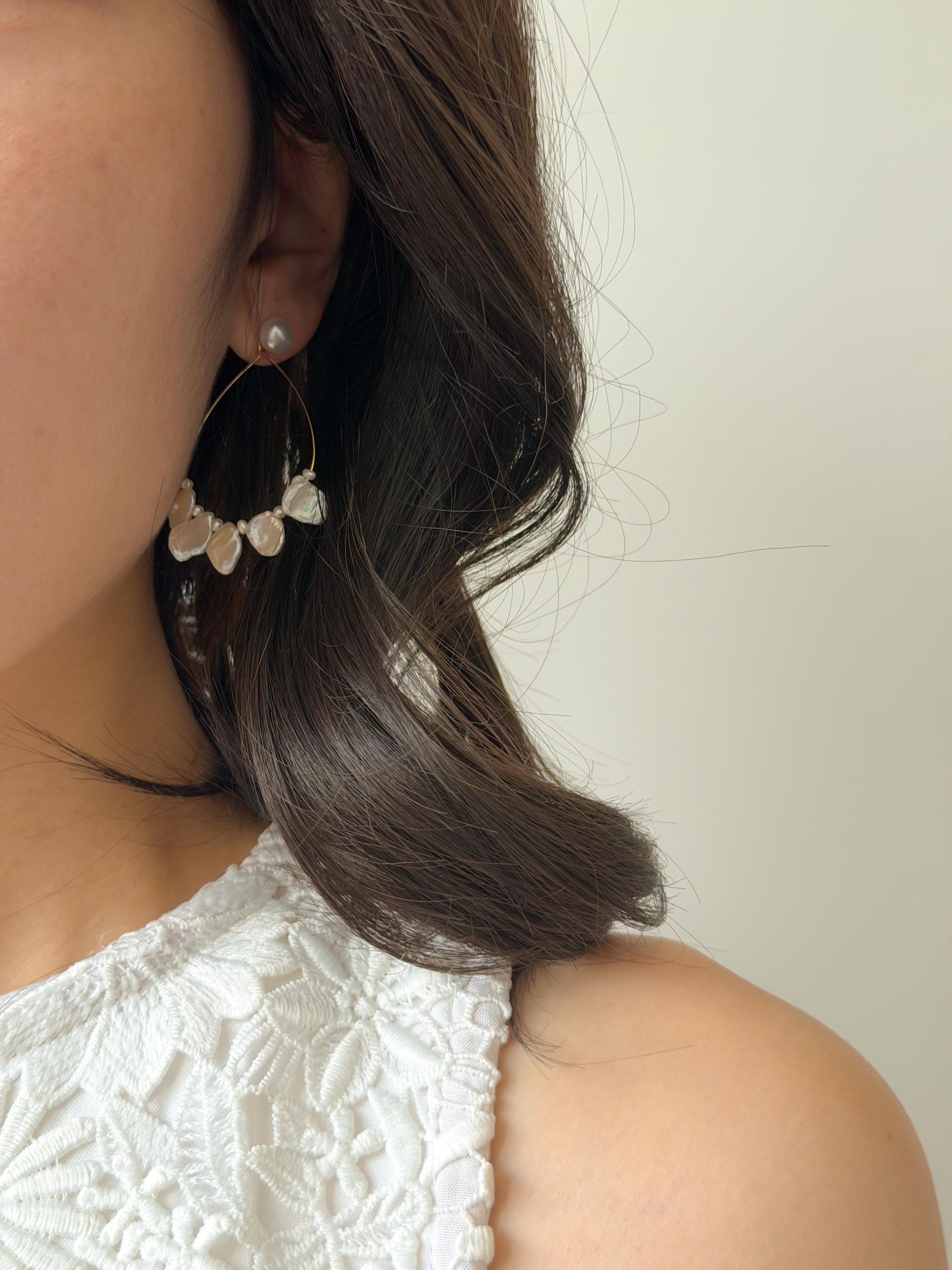 Statement Baroque Keshi Pearl Hoop Beach Earrings – Freshwater Pearls, Gold-Toned Design