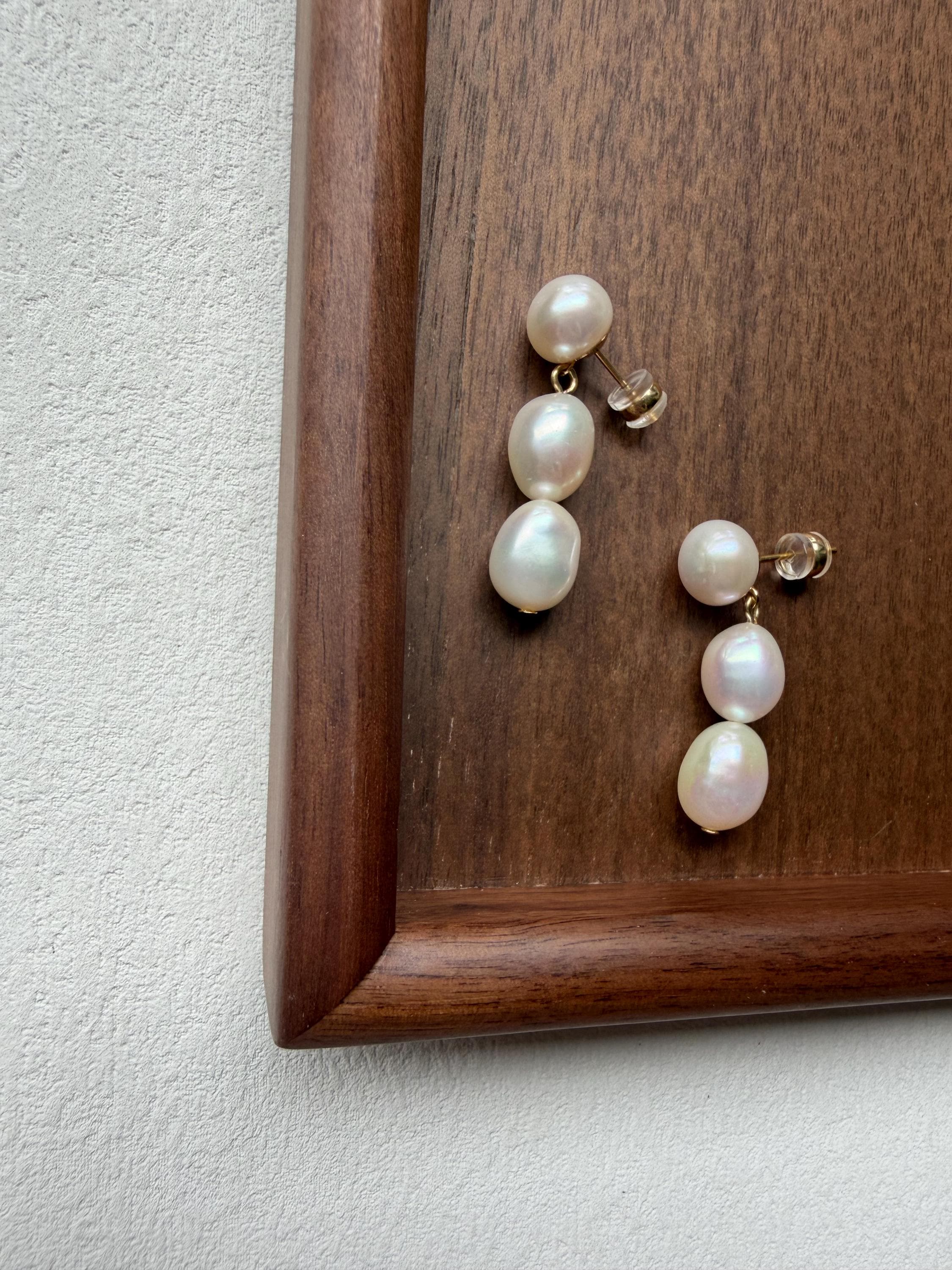 Triple Freshwater Pearl Drop Earrings – Quiet Luxury