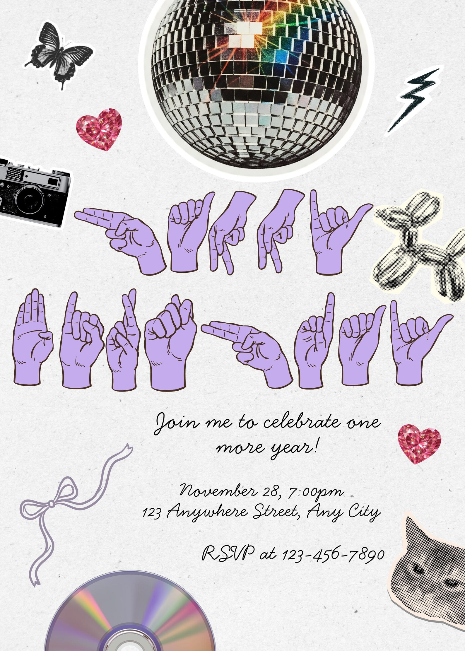 ASL Disco Birthday Invitation Template | Editable Canva Invite | Teen ...