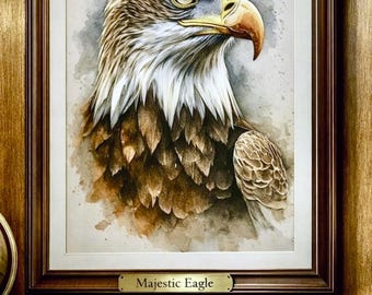 Acuarela de águila calva • Obra de arte de gran formato sobre fauna silvestre (descarga digital)