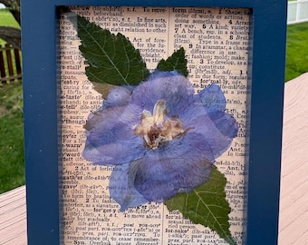 Pressed blue flower 3x4