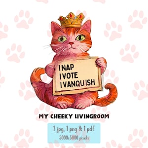I Nap Vote Vanquish - Cat Art • Stampa digitale anti-Trump • Poster di protesta politica • Resisti al fascismo • Clip art di gattini Scarica JPG PNG JPG