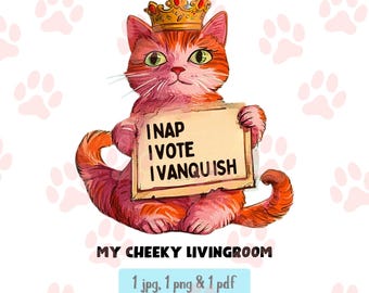 I Nap Vote Vanquish - 猫アート • 反トランプデジタルプリント • 政治抗議ポスター • ファシズムに抵抗 • 子猫のクリップアート ダウンロード JPG PNG JPG