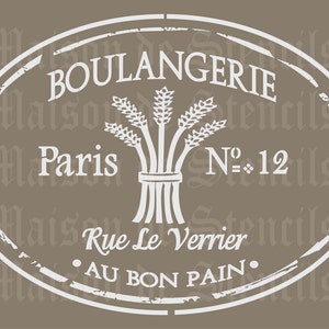 Euro Stencil Design ... PARIS Boulangerie label French Bakery 12x18&quot; 10 mil mylar stencil Sign Replica Croissant Petit Gateau