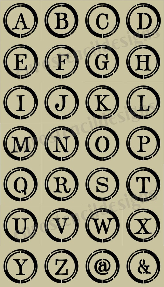 Euro Stencil Designs Typewriter Keys Style Capital Alphabet 28 small  stencils for burlap crafts, painting and signs