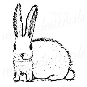 Euro Stencil Design ... Bunny Rabbit sketch 2020 A stencil 12x12 inches for burlap pillows, bedding, sign painting chalk and milk paint