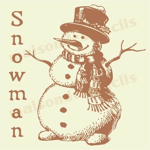 Euro Stencil Design ... Snowman Hand drawn 12x12 " stencil 10 mil mylar Christmas winter Snow sign chalk paint