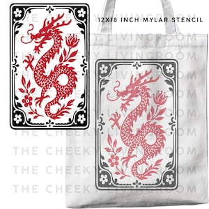 Mahjong Tile Stencil | Dragon Tile Stencil | Mahjong Gift | Asian Folk Art Stencil | Honor Tile Decor | DIY Sweatshirts, Tote Bags & Signs