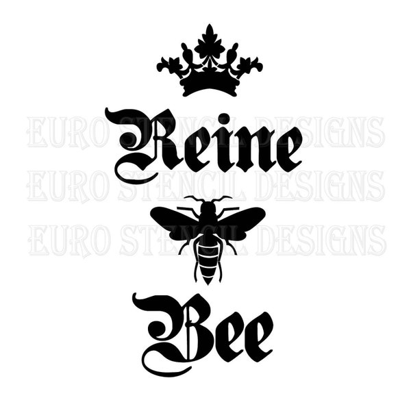 Euro Stencil Design..  Queen Bee Crown French stencil used 4 burlap pillows, bedding, sign painting 12 x12 inches