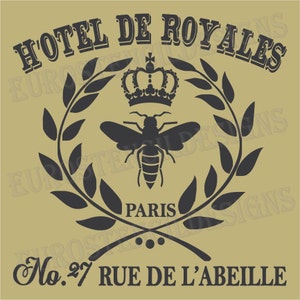 Euro Stencil Designs Hotel de Royales 12x12 Stencil  for burlap crafts, painting and signs