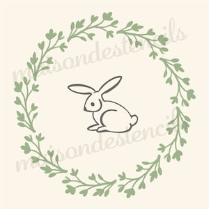 Laurel Wreath with bunny  12x12 Stencil  for burlap crafts, painting and signs