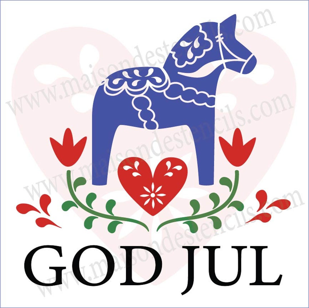 Dala Horse Stencil | God Jul Stencil | Christmas Stencil | Swedish ...