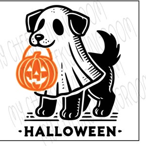 Halloween Puppy DOG Ghost Costume Stencil Jack O Lantern Pumpkin Trick ...