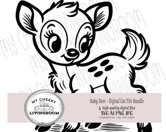 Cute Baby Deer Fawn Clipart Bundle - Woodland Animal svg for Cricut and Silhouette - ai, png, jpg Digital Cut Files