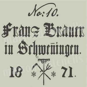 Vintage Grain Sack Stencil – Franz Braun 1871 Typography – 10 Mil Mylar Reusable Stencil for Fabric, Pillows, DIY Decor