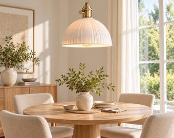 Keramische hanglamp: witte kap in mid-century modern stijl, E27 fitting (10 cm hoog)