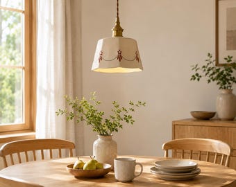 Japanse keramische hanglamp: retro messing glazuur, E27 fitting (17 cm)