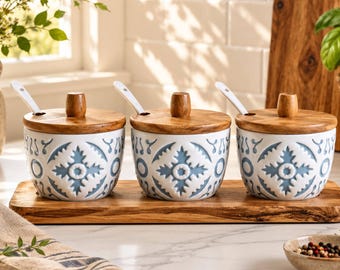 Barattolo per spezie in ceramica, contenitore retrò per la cucina, saliera, pepiera, barattolo per condimenti, regalo di nozze, organizer da banco in stile rustico