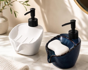Blatt Seifenspender Badezimmer Accessoire Lotion Keramik Pumpflasche nachfüllbar Handseifenzähler Organizer Hochzeitsgeschenk Paar Registratur