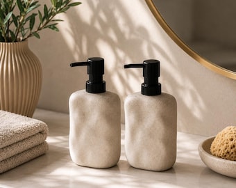 Dispenser di sapone in ceramica, accessorio da bagno, flacone per shampoo, pompa per lozione, flacone in ceramica, stile minimalista per doccia, spa, zen, organizer essenziale per la casa