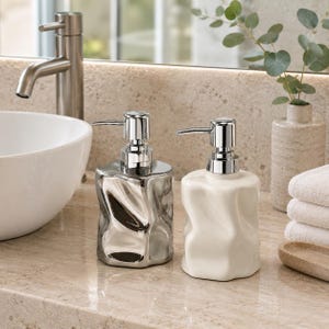 Ceramic Soap Dispenser Bathroom Sink Accessory Home Pump Lotion Decorative Design Textured Bottle Holder Countertop Organizer Men Gift