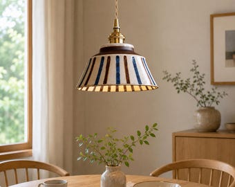 Blue White Pendant Ceramic Fixture Japanese Pendant Retro Light E27 Socket Hanging Lamp Dining Room Tea House Asian Inspired Chinese Style