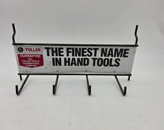 ビンテージ Fuller ハンドツール ペグボード ディスプレイラック 金属製広告看板 フック4個