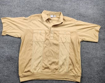 Haband Casual Joe Herren Poloshirt XL Hellbraun Kurzarm Strukturpanel Gebänderter Saum