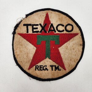 Vintage Texaco Gas Station Uniform Patch Red Star Logo 6 Inch Round Distressed