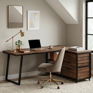 L Shaped Computer Desk with Drawers Corner Desk
