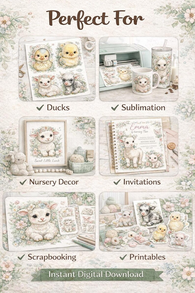 Watercolor Farm Animal Clipart Bundle | 53 Nursery Animals (digital ...