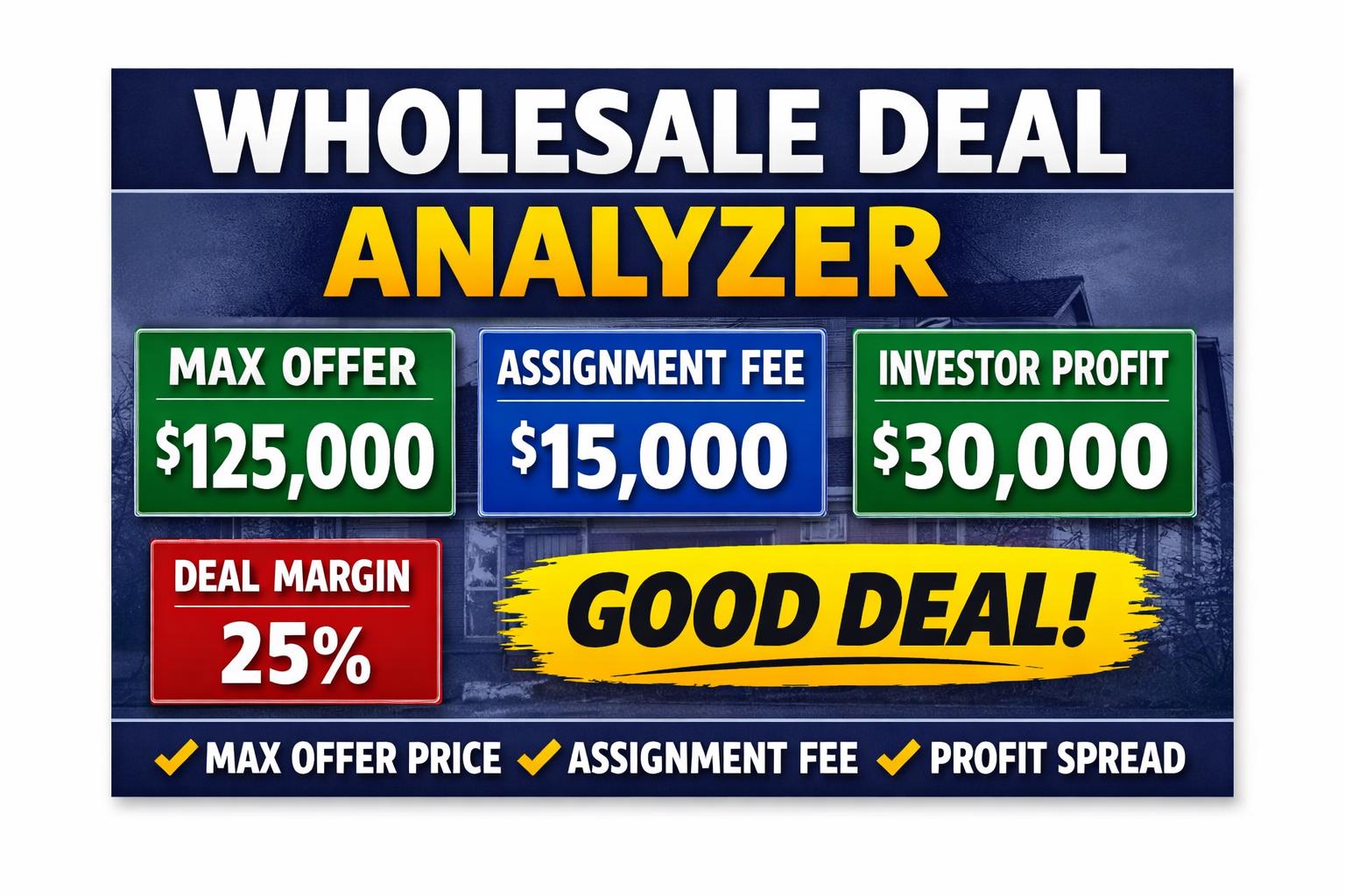Wholesale Deal Analyzer Spreadsheet | Real Estate Investor Calculator ...