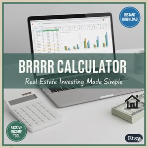 BRRR Rental Property Calculator Excel Spreadsheet Real Estate Investment Analyzer Cash Flow Template