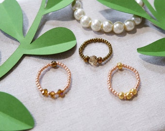 Beaded Ring/ Seed Beads Ring/ Stacking Rings/ Beaded Rings/ Stretchy Rings/ Elastic String Rings/ Handmade Rings/ R13-R15