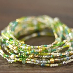 Peridot Color/ Long Seed Bead Stretch Bracelet/ Wrap Bracelet or Necklace/ August (Peridot) Birthstone Color