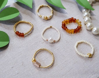Rings Beaded Ring/ Seed Beads Ring/ Stacking Rings/ Beaded Rings/ Stretchy Rings/ Elastic String Rings/ Handmade Rings/ R1-R6