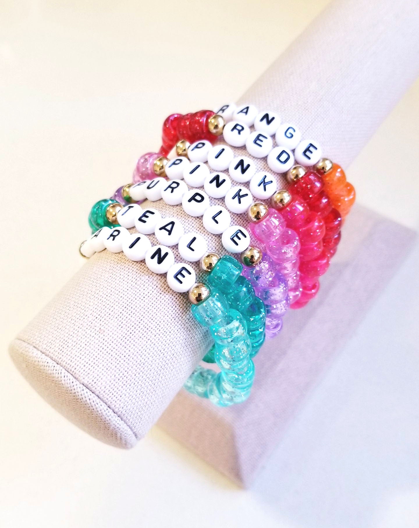 Personalized Name Bracelets/ Pony Beads Bracelet/ Glitter Beads