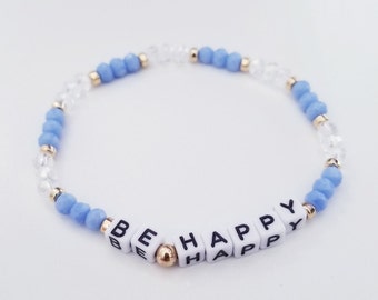 Custom word thin bracelet/ Custom name or initials Bracelet/ Gift for her/ Crystal/ Beaded Bracelet/ Single Bracelet/ 4mm Square Letter Bead