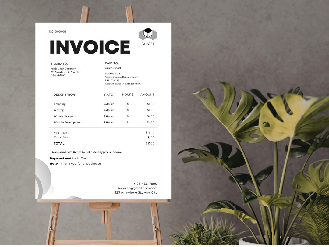 Editable Invoice Template for Small Business | Canva Order Form ...