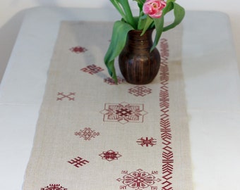 Grey table runner, Linen table cloth, Farmhouse tablecloth