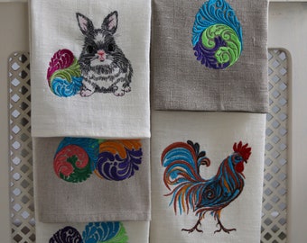 Easter towel, Linen towel, Tea towel, Kitchen towel