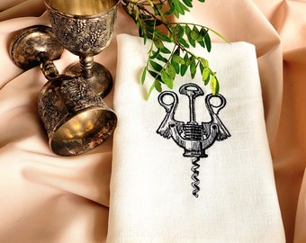 Embroidered Linen Kitchen Towel: Absorbent Tea Towel
