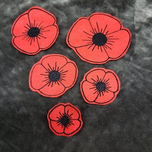 Patch bordado floral, aplique de papoula para roupas, patch para costura, patch bordado boho, aplique floral bordado, patch de tamanho personalizado