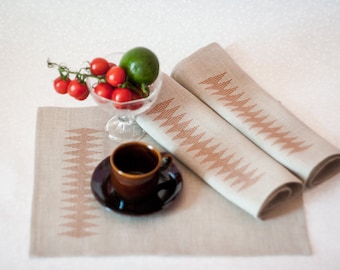 Linen place mats, Farmhouse grey placemat set