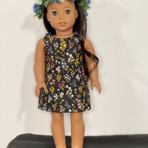18 inch doll dress black floral tank dressfits like American Girl